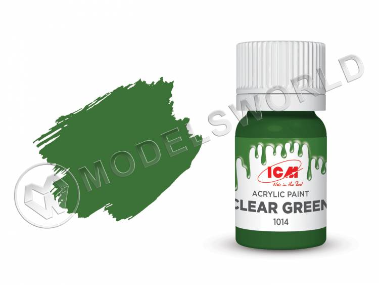 Акриловая краска ICM, цвет Ясный зеленый (Clear Green), 12 мл - фото 1