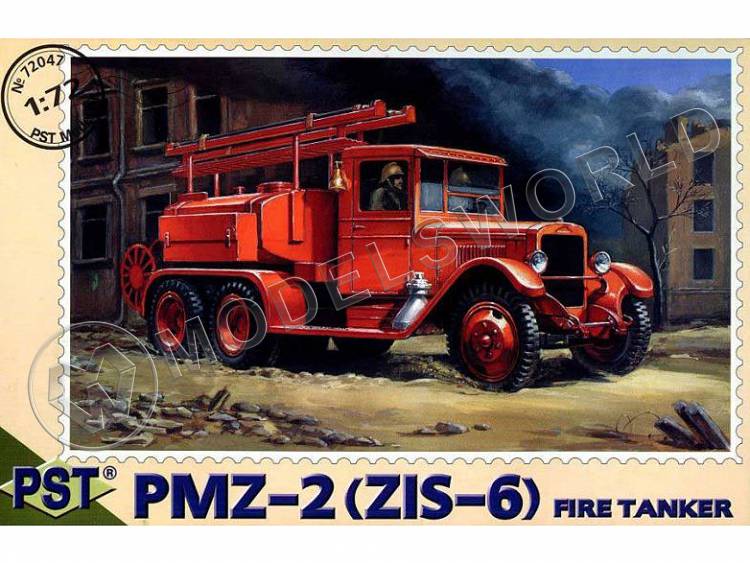 Склеиваемая пластиковая модель Пожарная автоцистерна ПМЗ-2 (ЗиС-6). Масштаб 1:72 - фото 1
