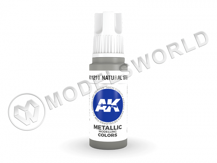 Акриловая краска AK Interactive 3rd GENERATION Metallic. Natural Steel. 17 мл - фото 1