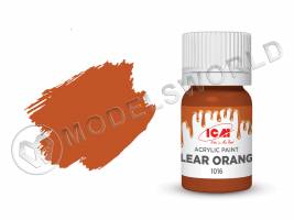 Акриловая краска ICM, цвет Прозрачный оранжевый (Clear Orange), 12 мл