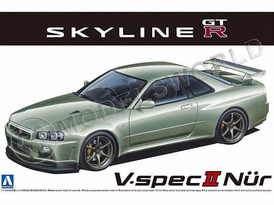 Склеиваемая пластиковая модель автомобиль Nissan Skyline GT-R V-specⅡ Nur. '02. Масштаб 1:24