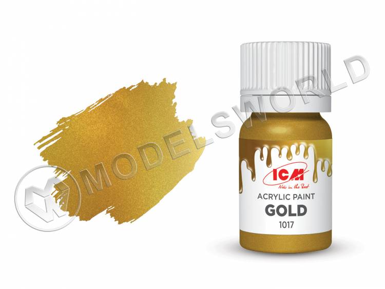 Акриловая краска ICM, цвет Золото (Gold), 12 мл - фото 1