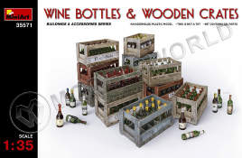 Склеиваемая пластиковая модель Винные бутылки и деревянные ящики. Масштаб 1:35