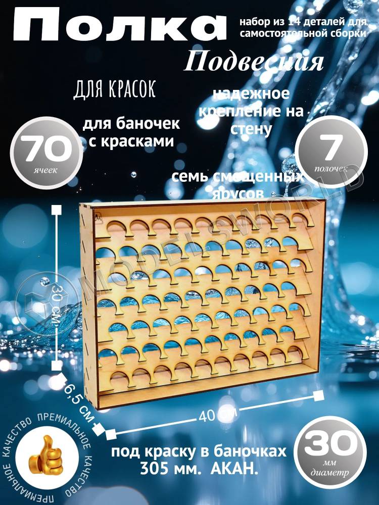Полка настольно-подвесная для баночек 30 мм. Полка настольно-подвесная для баночек 30 мм. - фото 1