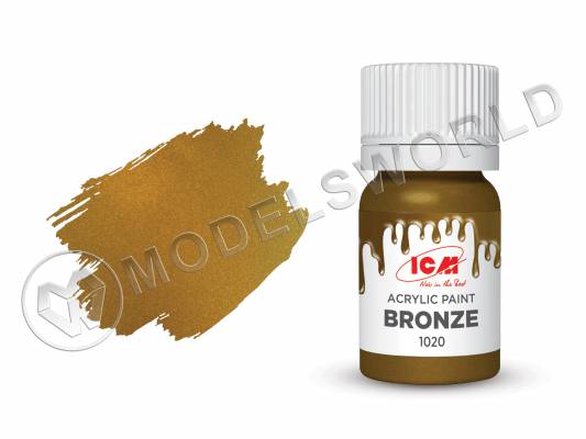 Акриловая краска ICM, цвет Бронза (Bronze), 12 мл