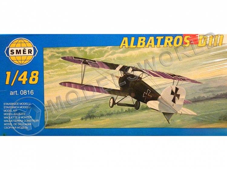 Склеиваемая пластиковая модель Биплан Albatros D.III (без коробки, в пакете). Масштаб 1:48 - фото 1