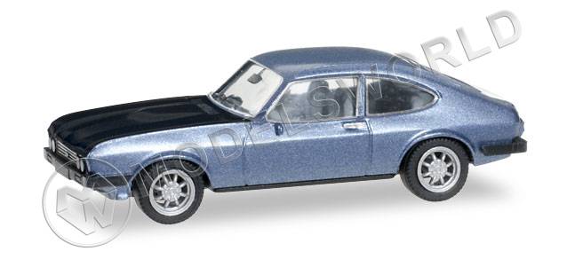 Модель автомобиля Ford Capri RS, голубой металлик с черным. H0 1:87