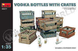 Склеиваемая пластиковая модель Бутылки водки и деревянные ящики. Масштаб 1:35