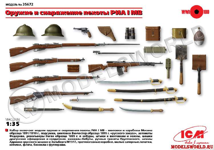 Вооружение и снаряжение Российской пехоты І МВ. Масштаб 1:35 - фото 1