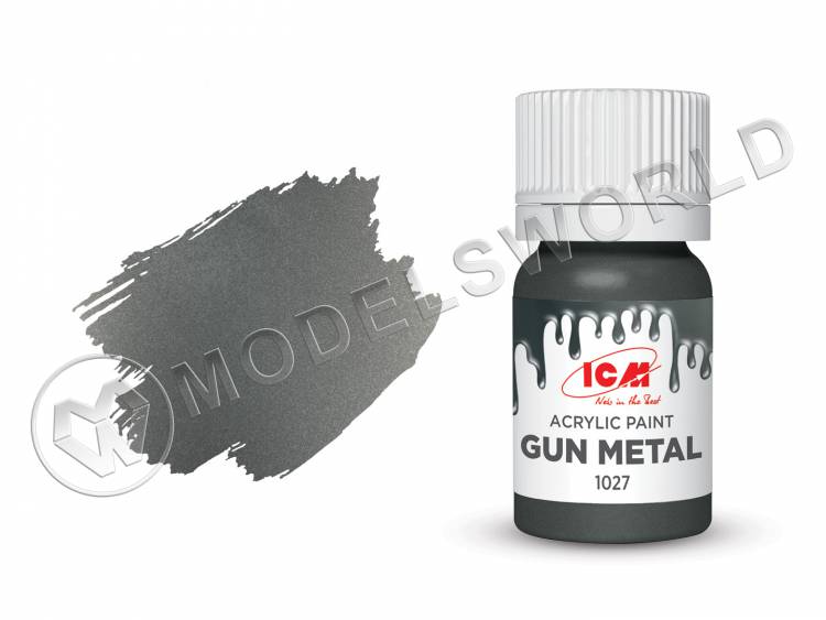 Акриловая краска ICM, цвет Оружейная сталь (Gun metal), 12 мл  - фото 1