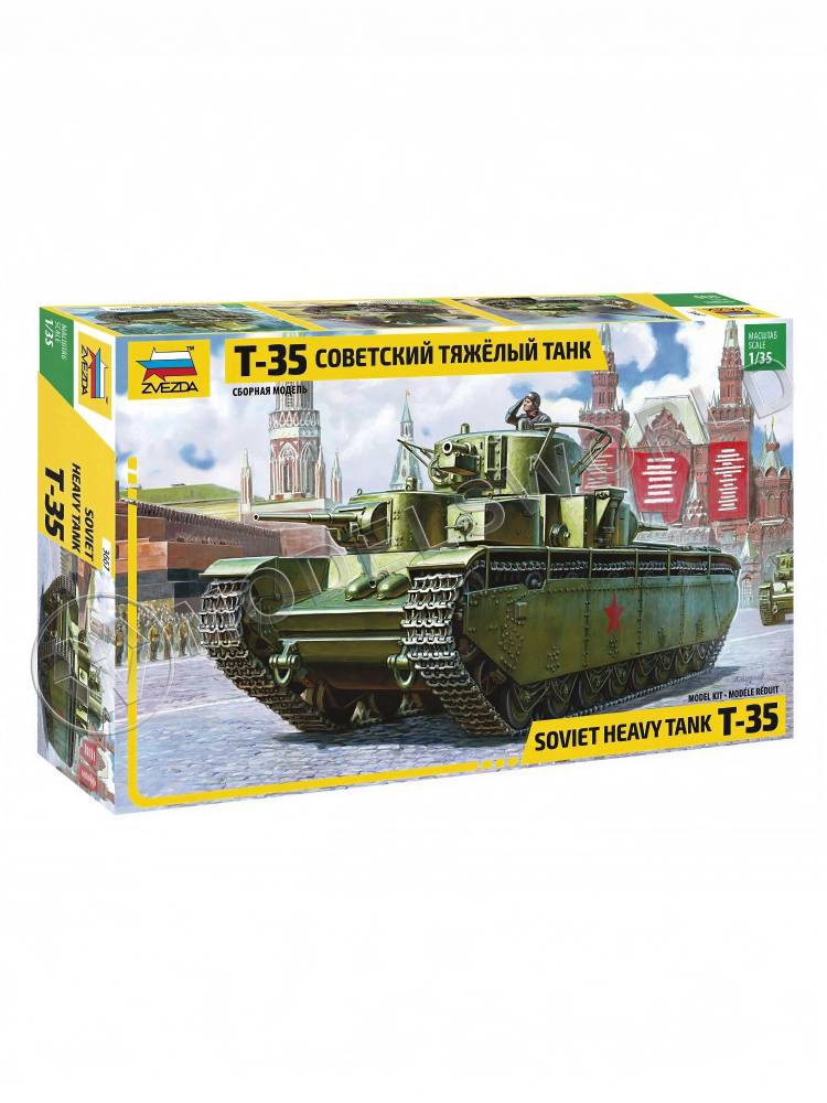 Склеиваемая пластиковая модель Советский тяжелый танк Т-35. Масштаб 1:35 - фото 1