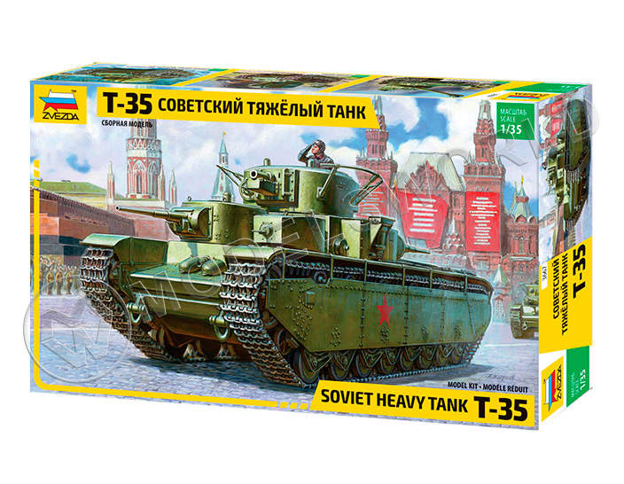 Склеиваемая пластиковая модель Советский тяжелый танк Т-35. Масштаб 1:35 - фото 1
