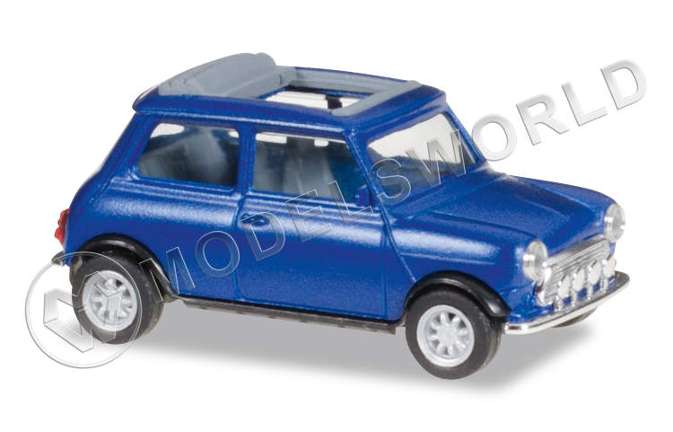 Модель автомобиля Mini Cooper, синий металлик. H0 1:87 - фото 1