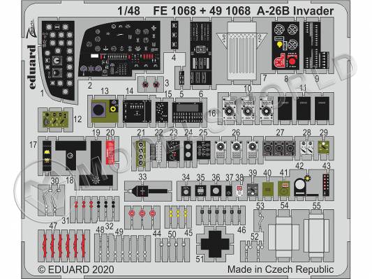 Фототравление кабина для модели A-26B Invader, ICM. Масштаб 1:48
