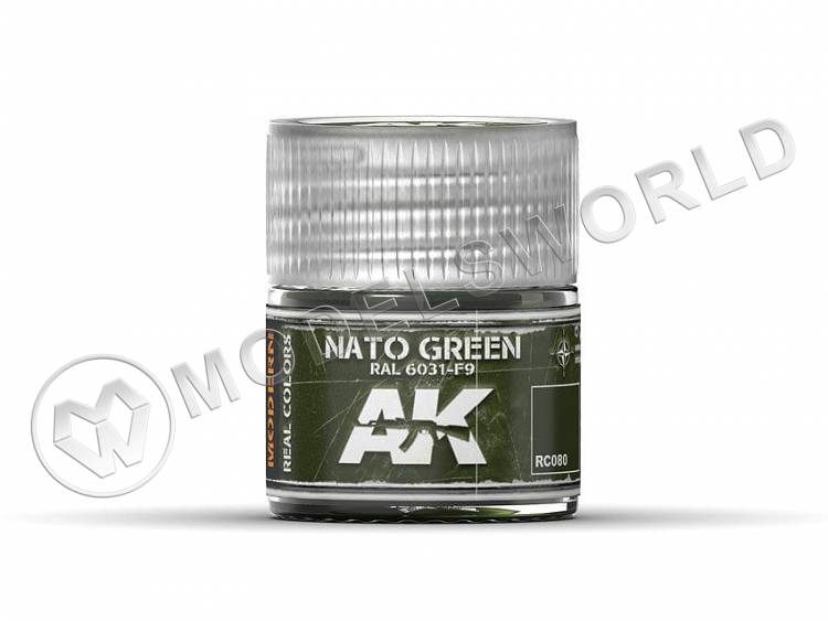 Акриловая лаковая краска AK Interactive Real Colors. Nato Green RAL 6031 F9. 10 мл - фото 1