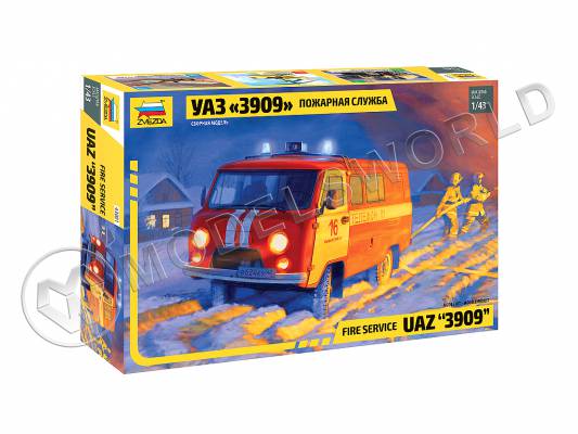 Склеиваемая пластиковая модель УАЗ «3909» Пожарная служба. Масштаб 1:43