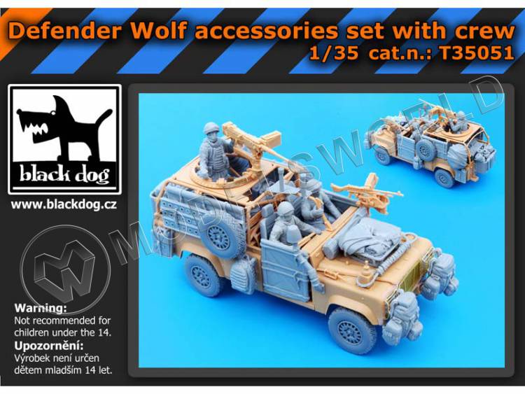 Дополнение Defender Wolf accessories set with crew, Hobby Boss. Масштаб 1:35 - фото 1