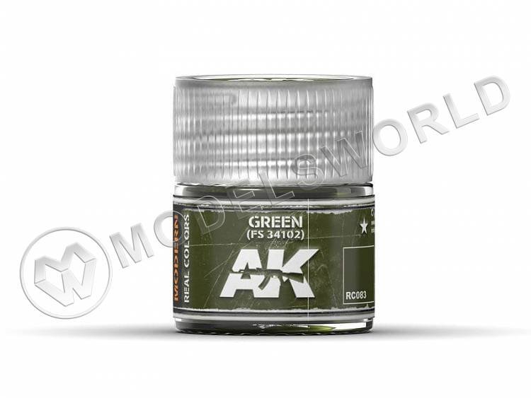 Акриловая лаковая краска AK Interactive Real Colors. Green FS 34102. 10 мл - фото 1