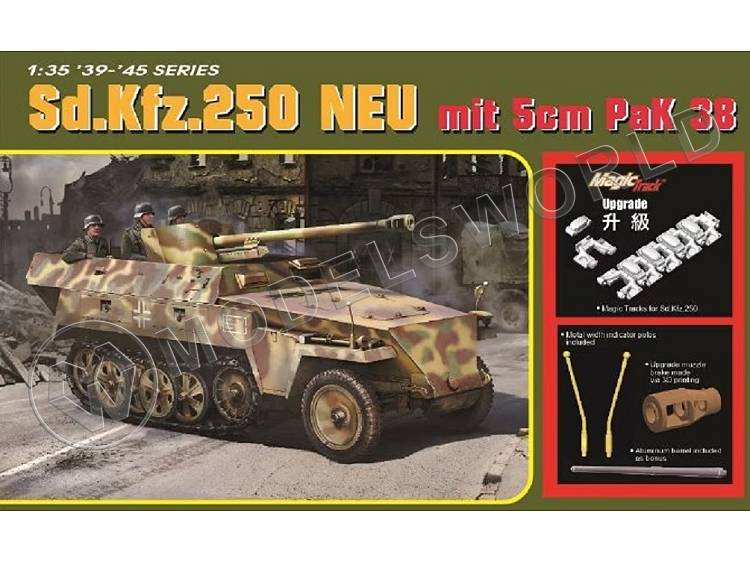 Склеиваемая пластиковая модель Немецкий легкий бронетранспортер Sd.Kfz.250 NEU mit 5 cm PaK 38. Масштаб 1:35 - фото 1