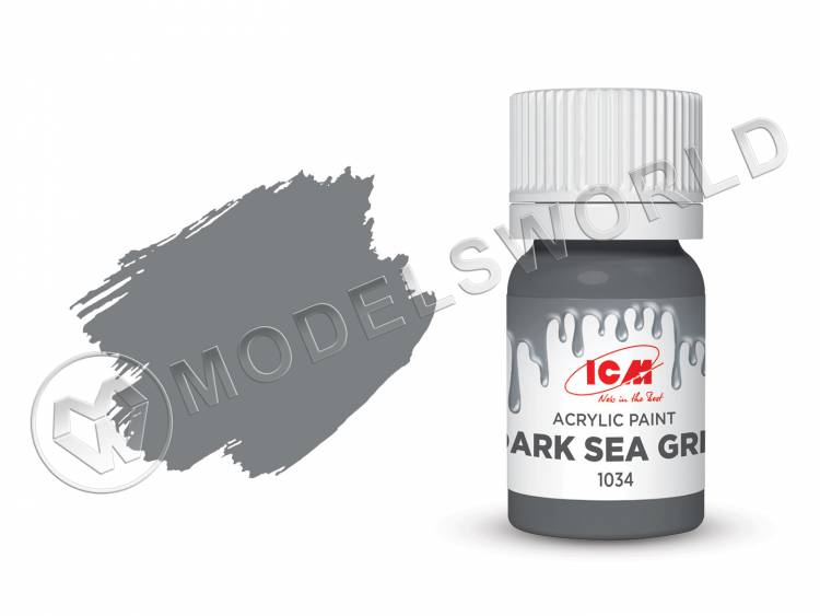 Акриловая краска ICM, цвет Темно-серая морская (Dark Sea Grey), 12 мл - фото 1