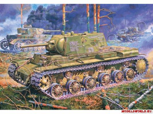 Склеиваемая пластиковая модель Тяжелый танк КВ-1. 1941г поздняя версия. Масштаб 1:35