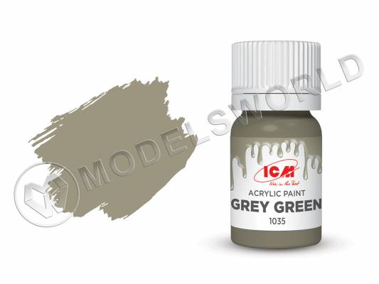 Акриловая краска ICM, цвет Серо-зеленый (Grey Green), 12 мл