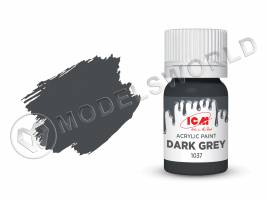 Акриловая краска ICM, цвет Темно-серый (Dark Grey), 12 мл