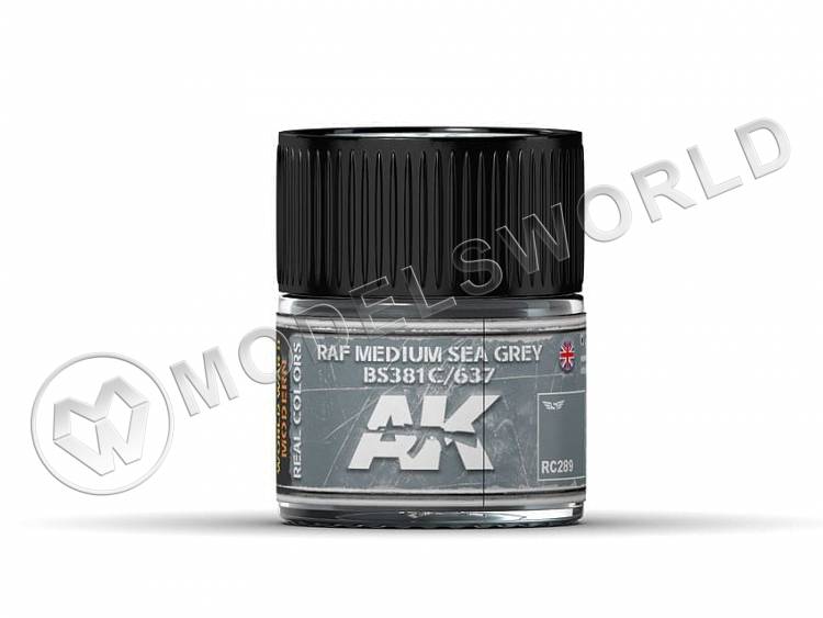 Акриловая лаковая краска AK Interactive Real Colors. RAF Medium Sea Grey BS381C/637. 10 мл - фото 1