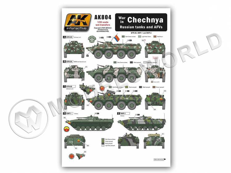 Декаль на российскую военную технику, Чеченская война. Масштаб 1:35 - фото 1