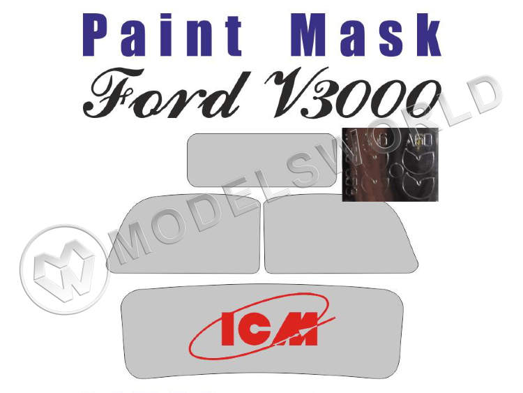 Окрасочная маска на остекление Ford 3000S Series, ICM. Масштаб 1:35