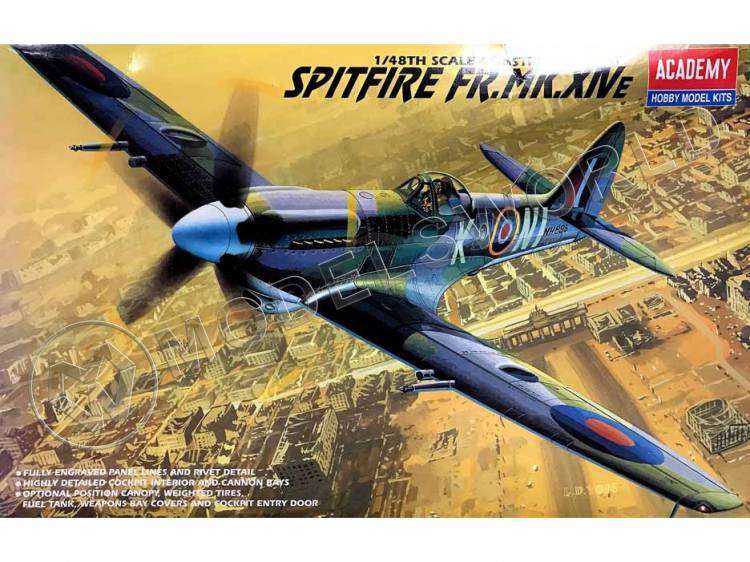 Склеиваемая пластиковая модель истребителя Spitfire FR.MK XVIe. Масштаб 1:48 - фото 1