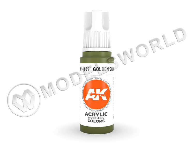 Акриловая краска AK Interactive 3rd GENERATION Standard. Golden Olive. 17 мл - фото 1
