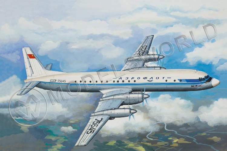 Склеиваемая пластиковая модель Пассажирский самолет Ил-18 А/Б  Аэрофлот. Масштаб 1:144 - фото 1