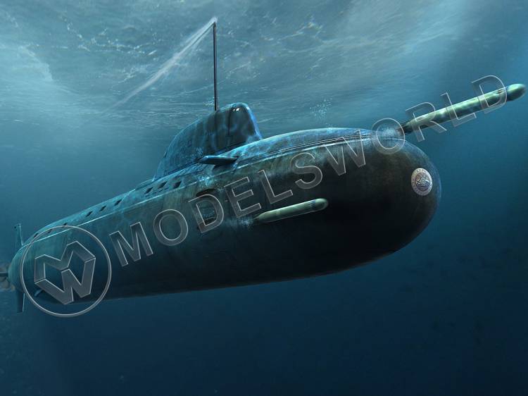 Склеиваемая пластиковая модель подводной лодки Russian Navy Yasen Class SSN. Масштаб 1:350 - фото 1