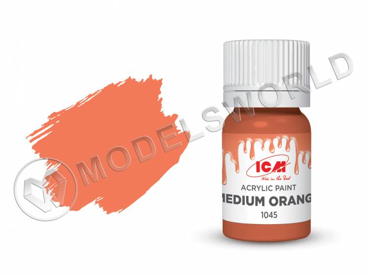 Акриловая краска ICM, цвет Средний оранжевый (Medium Orange), 12 мл - фото 1