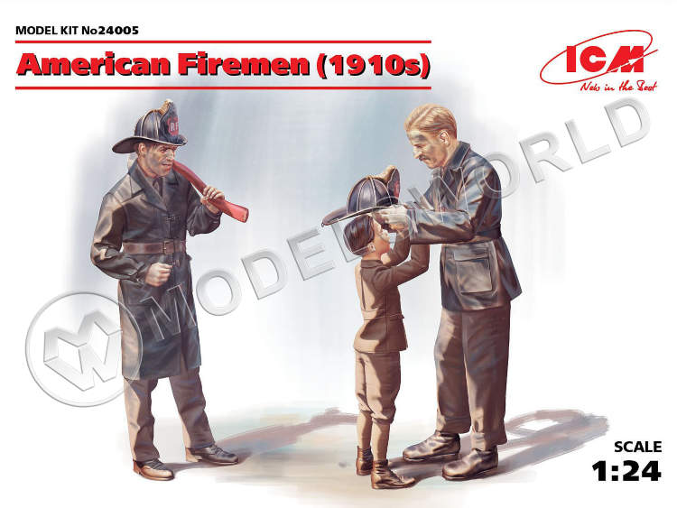 Фигуры Американские пожарные (1910-е г.г.). Масштаб 1:24 - фото 1