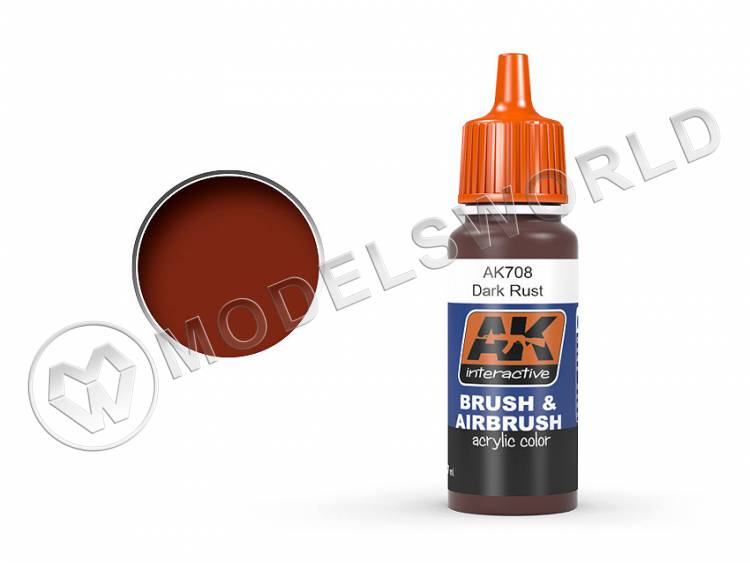 Акриловая краска AK Interactive Brush & Airbrush Series. Dark Rust. 17 мл - фото 1