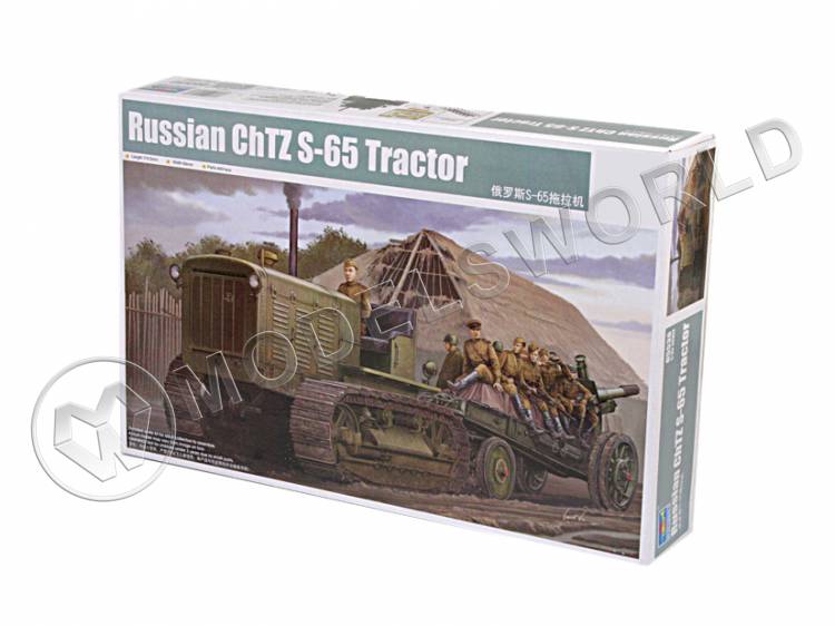 Склеиваемая пластиковая модель советский трактор  ЧТЗ С-65 "Сталинец". Масштаб 1:35 - фото 1