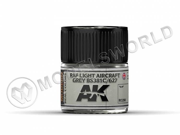 Акриловая лаковая краска AK Interactive Real Colors. RAF Light Aircraft Grey BS381C/627. 10 мл - фото 1