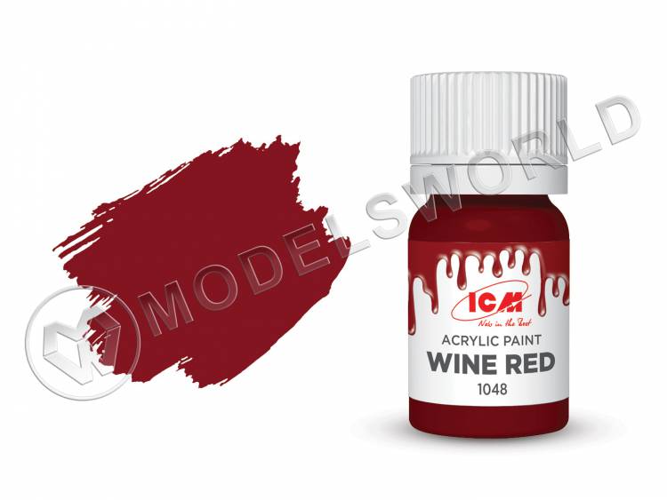 Акриловая краска ICM, цвет Винно-красный (Wine Red), 12 мл - фото 1