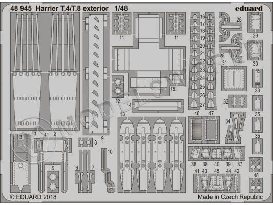 Фототравление для модели Harrier T.4/T.8 экстерьер, Kinetic. Масштаб 1:48