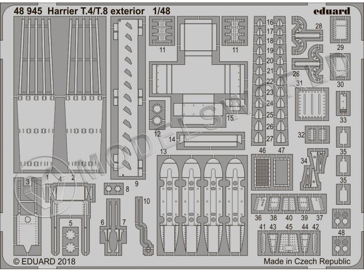 Фототравление для модели Harrier T.4/T.8 экстерьер, Kinetic. Масштаб 1:48 - фото 1
