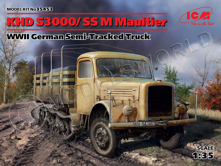 Склеиваемая пластиковая модель KHD S3000/SS M Maultier, Германский полугусеничный грузовой автомобиль ІІ МВ. Масштаб 1:35 - фото 1
